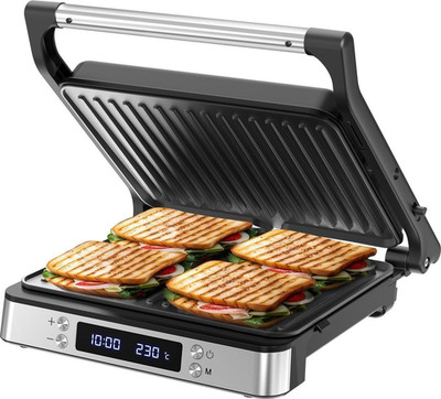 Olvy XL Sandwich Toaster Kontaktgrill mit Temperaturregelung öffnet flach...