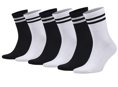 Men s Tennis Crew Socks   6 Pairs, Cotton Athletic Striped, Extra Thin & Breatha