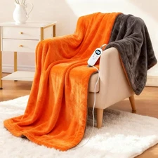 Electric Heated Blanket Throw 50''x60'' Soft Flannel Fast Heating 12 Heat Levels