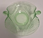 Vintage Uranium Depression Glass Double Headed Swan Bowl, Glows, Green