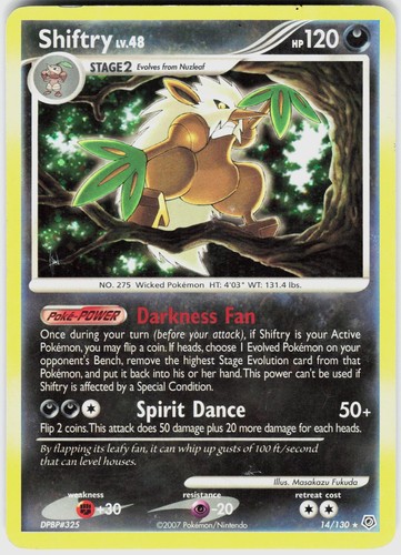 SHIFTRY 14/130 HOLO POKEMON DIAMOND & PEARL HP / B12-25