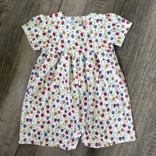 Vtg Floral Toddler Girl Bubble Romper 3T Preppy 90s Primary Color Retro Summer
