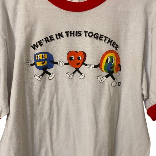 LGBTQ pride retro logo graphic ringer t-shirt Human Rights Campaign size large - Picture 2 of 5