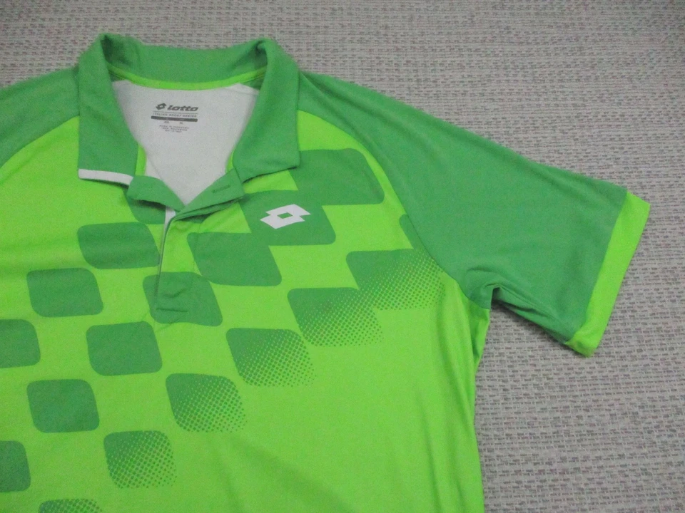Lotto Shirt Mens XL Green Italian Sport Design Tennis Golf Polo Polyester - Image 2 of 4