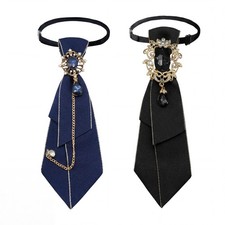 2 Pcs Adjustable Ties for Bow Tie with Crystal Pre Tied Womens Neck Tie 8.7''...