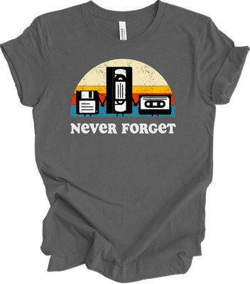 Never Forget Floppy Disk Cassette VHS Tape Retro 80s 90s Nerd Tech Vintage Shirt