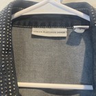 Chicos Platinum Denim Vest Rhinestone Collar. Size 2 — photo 2