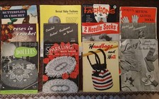  Vintage Lot 40's 50's Crochet  Knitting Pattern Books  Doilies Baby Handbags