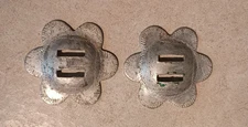 2 Rare Old Aluminum Dome Conchos, Slotted, Star Design w/ Engraving