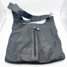 Bruno Rossi Firenze Medium Leather Convertible Crossbody Bag Black Made Italy