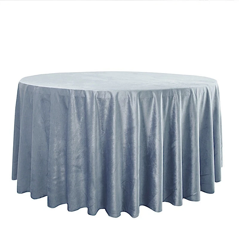 DUSTY BLUE 120" Round Premium Velvet Tablecloth Event Wedding Reception Linens - Image 3 of 4