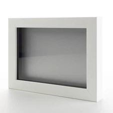 White 10x20 Wood Shadow Box With Silver Acid-Free Backing 11/16 Usable Depth