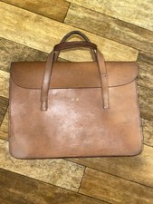 True Vintage Monogrammed E.R. Brown Leather Document Case Music Bag Briefcase