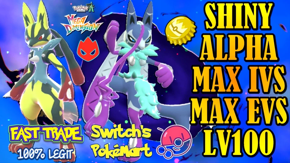 Pokemon Legends ZA MEGA DIMENSION DLC SHINY ALPHA LUCARIO MAX IVS EVS LVL 100