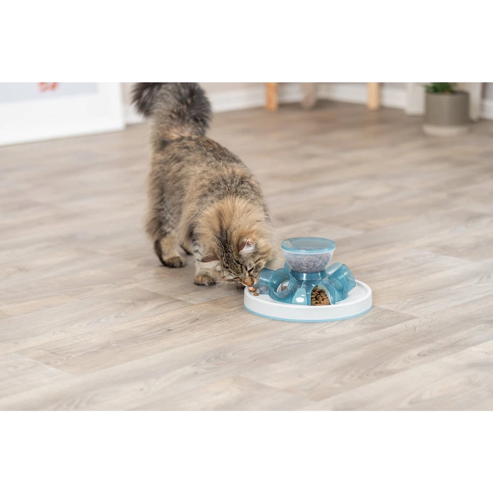 Alimentador lento túnel TRIXIE para gatos, juguete interactivo para gatos, dispensador de alimentos para mascotas, azul Foto 4 de 4