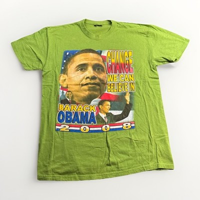 VTG Barack Obama 2008 Election Change We Can Believe In Green T Shirt Size XL