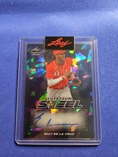 2023 LEAF LUTETIUM STEEL CRACKED ICE ROOKIE AUTO 1/1 ELLY DE LA CRUZ REDS MINT🔥