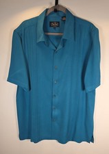 Nat Nast Luxury Originals men L shirt ocean green 100 silk embroidered trim