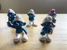 Schleich Smurfs Gutsy Papa Brainy Clumsy Grouchy Smurf x 5 Made In Germany