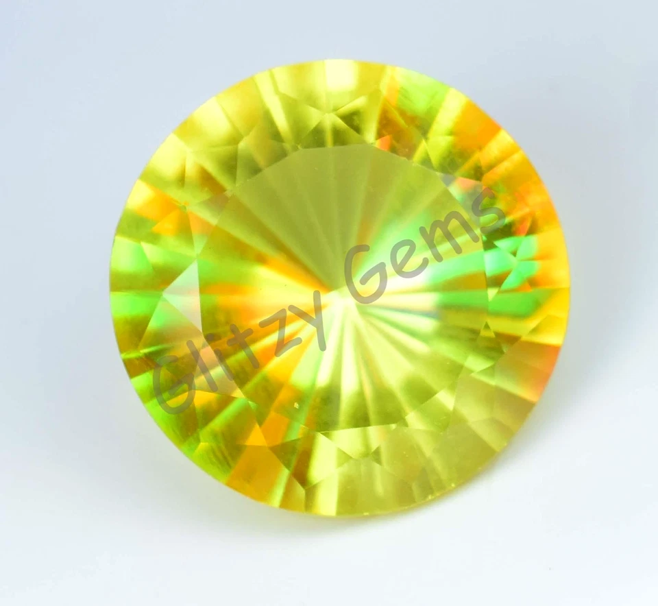 Cuarzo místico color amarillo natural 29,90 quilates redondo impecable piedra preciosa certificada Foto 2 de 4