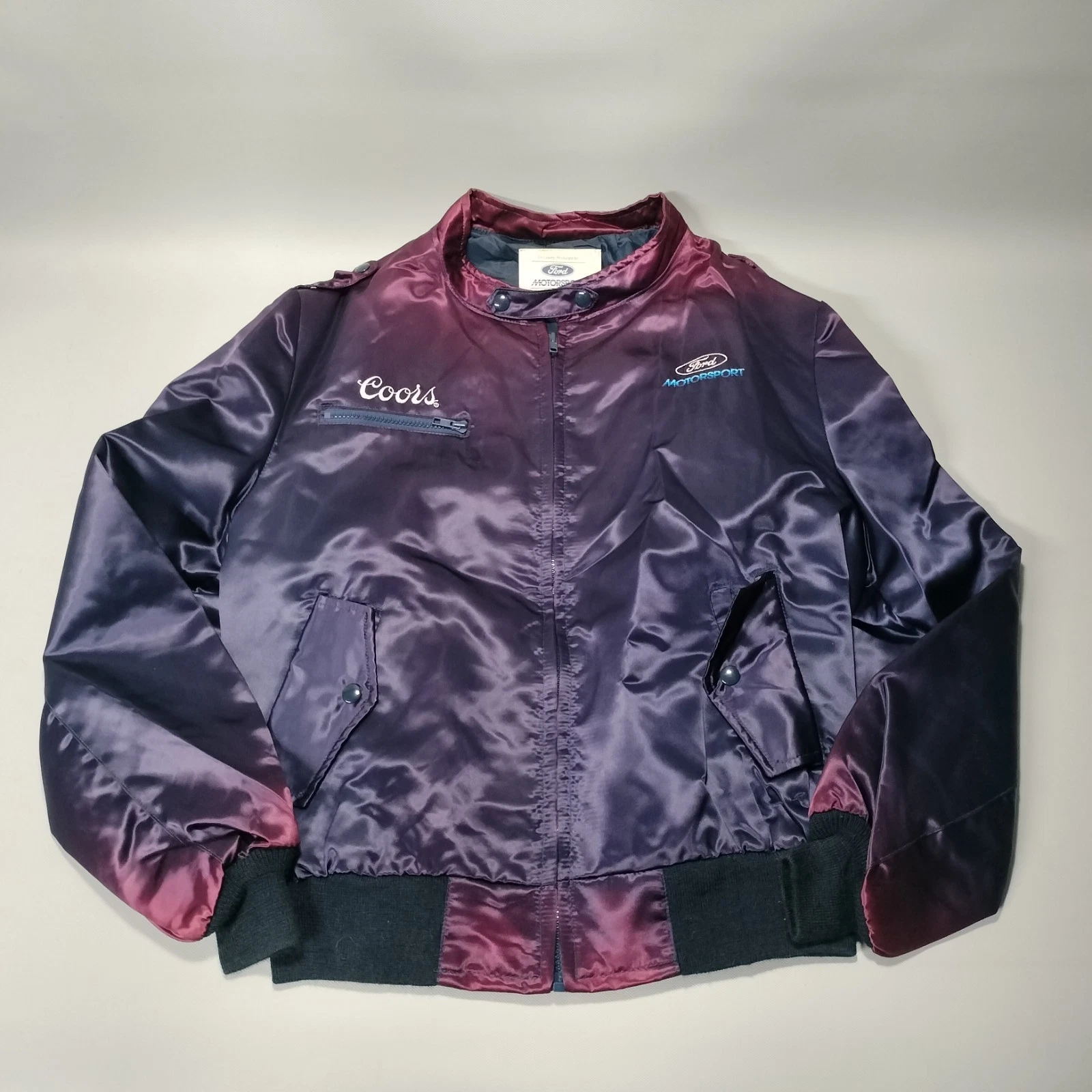 Ford Motorsport Coors Thunderbird Purple Satin Bill Elliot Bomber Jacket Mens XL