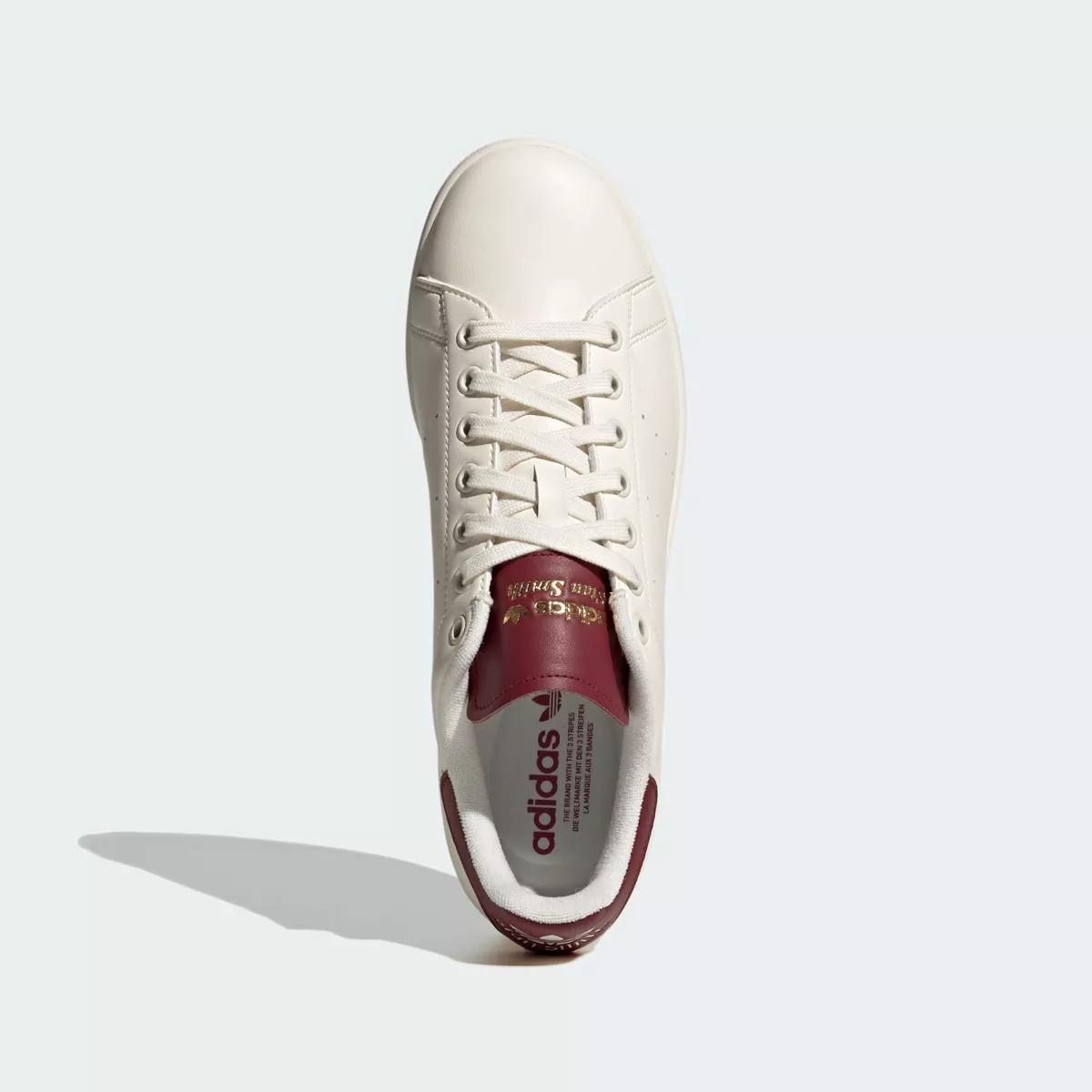 Adidas white & burgundy stan smith trainers cheap