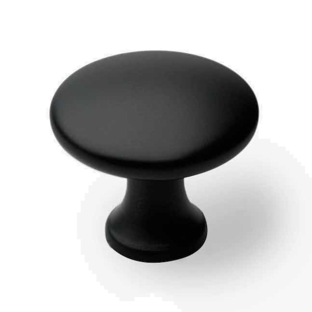 30mm Matt Black Cabinet Knob Pull Mushroom Button Silver Kitchen Refurb Renovate