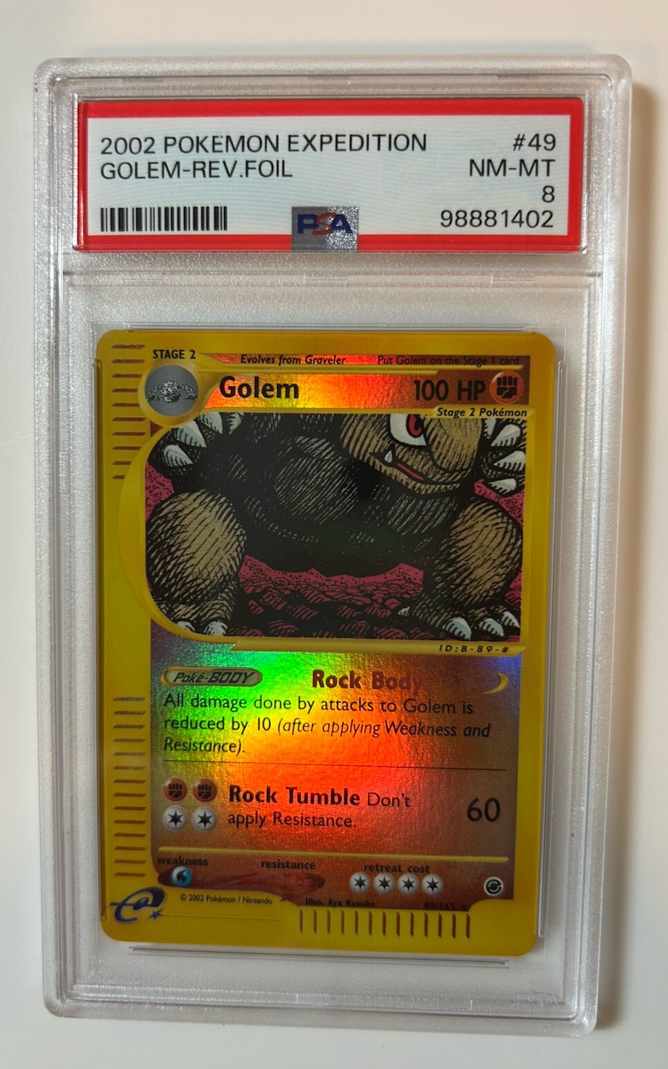 2002 Pokémon Expedition #49 - Golem - Reverse Holo - PSA 8 - Near Mint-Mint!!