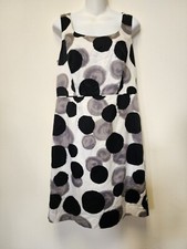 Ann Taylor Dress 8 Fit Flare Large Dots Sleeveless Scoop neck Slit Zip Back Y2K