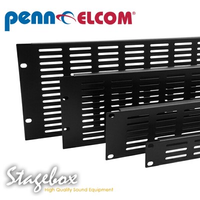 1 HE schwarz Flansch Rack Panel mit horizontalen Lüftungsschlitzen