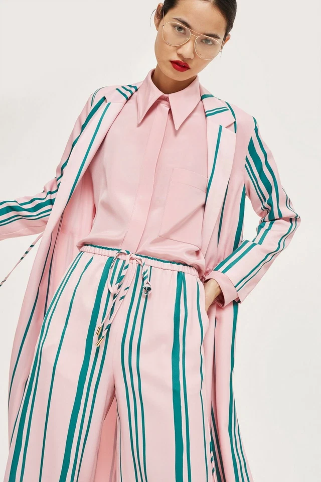 BNWT Topshop Striped Pink Green Long Light Summer Duster Jacket Coat UK 10 38 6 - Image 4 of 4