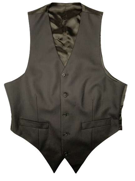 Men's Black Dress Suit Vest Size 43 Chest-image