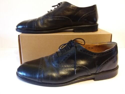 Stanley Blacker Size 10 Black Leather Lace Up Oxford Dress Shoes Italy - Picture 2 of 8