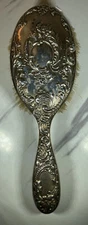 ANTIQUE R. WALLACE & SONS STERLING SILVER VICTORIAN REPOUSSE LARGE 9.25” BRUSH