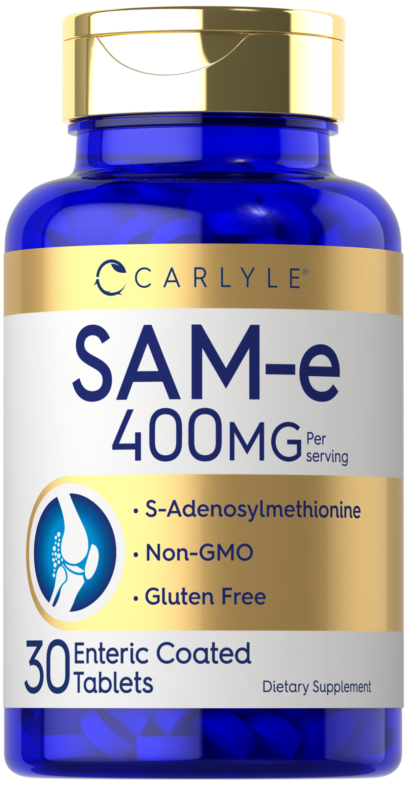 SAM-e 400mg | 30 Tablets | S-Adenosylmethionine Pills | Non-GMO | by Carlyle