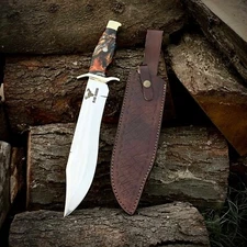 15 inch HANDAMADE HUNTING BOWIE CAMPING SURVIVAL KNIFE OUTDOOR COMBAT MACHETE