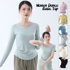 Ballet Dance Top V Neck Long Sleeve Dance Shirt Performance Training Cloth New