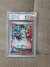 JOSH BREAUX 2018 BOWMAN CHROME ORANGE REFRACTOR ROOKIE AUTO/25 BGS 9!!  YANKEES