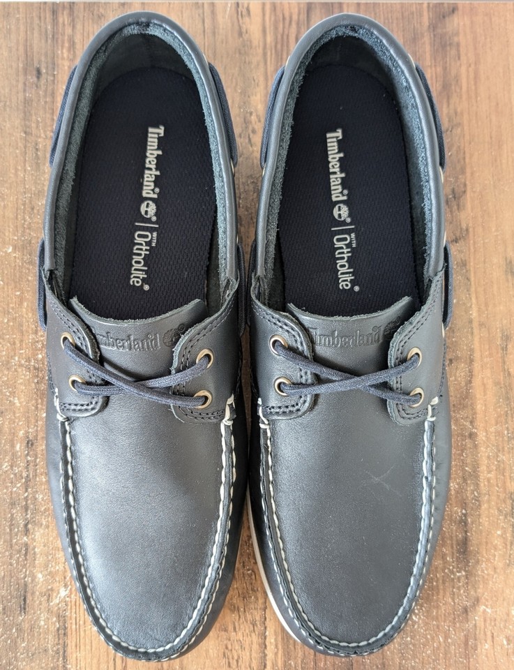 Timberland Cedar Bay Men's UK11 Navy Boat Shoe Ortholite Leather Lace
