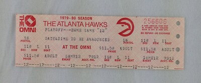 NBA 1979 Atlanta Hawks Phantom Playoff Full Ticket Home Game 12