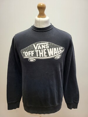 Z985 HERREN VANS OFF THE WALL SCHWARZ RUNDHALSAUSSCHNITT SPORT SWEATSHIRT UK S EU 48