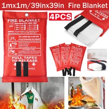 1/2/4 PACK FIRE BLANKET Fiberglass Emergency Home Retardant Prepared 40''x40''