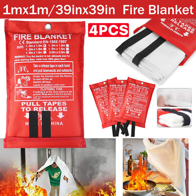 1/4PACK FIRE BLANKET Fiberglass Hero Emergency Home Retardant Prepared 40''x40''