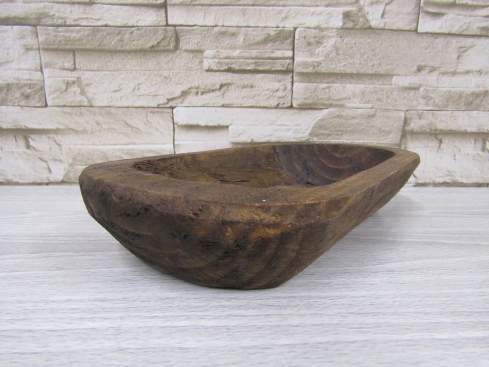 Primitive Wooden Rustic Small Mini Hand Carved Dough Bowl Farmhouse Cabin - Image 3 of 4