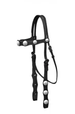 New BLACK  Leather Western Horse Bridle with Reins And Silver Conchos 4004
