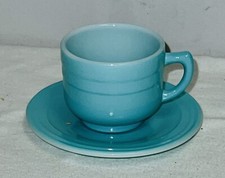 Hazel Atlas MODERNTONE PLATONITE LITTLE HOSTESS CHILD AQUA BLUE CUP  SAUCER
