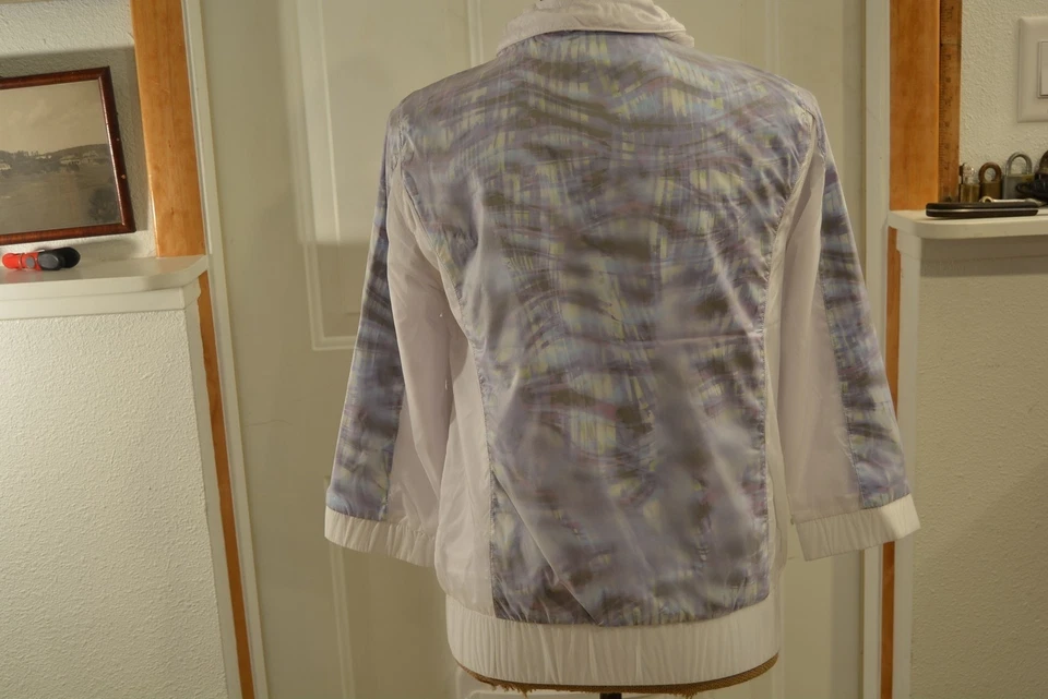 Women’s S Purple & White Cynthia Rowley ActiveWear Nylon 3/4 Sleeve Jacket NWT - Image 3 of 4