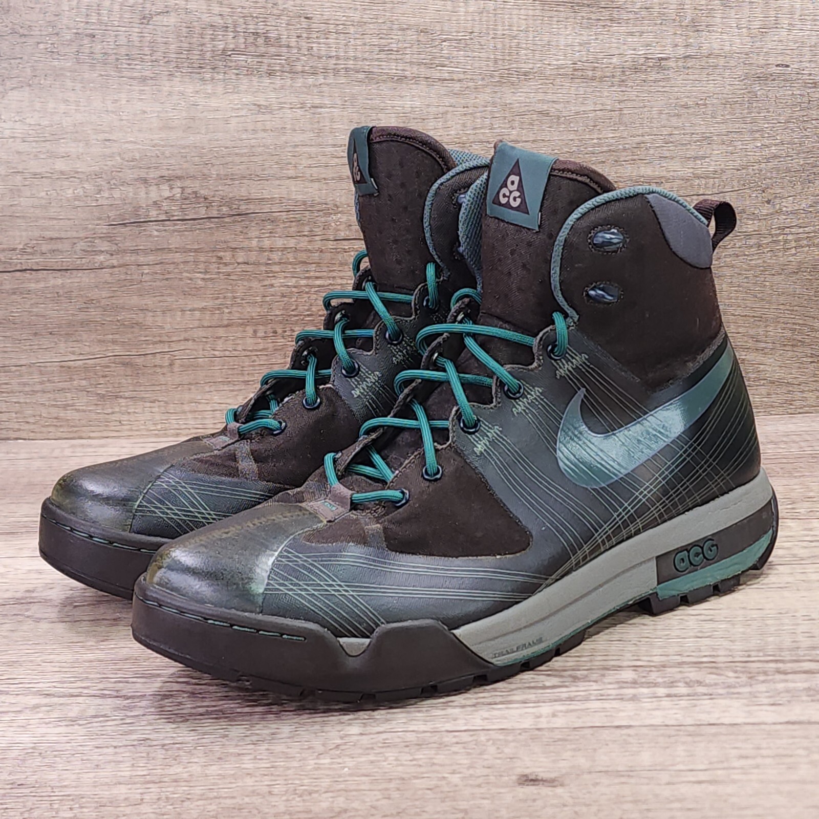 Nike Zoom Ashiko ACG Men's Size 13 Brown Teal Hiking Shoes (375726231