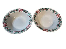 International Tableworks Christmas Ribbons Soup Bowl Set Of 2