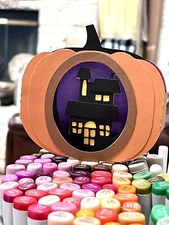 handmade Card Kit Stampin Up! Halloween Pumpkin Haunted House Box Card